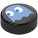 LEGO Black Tile 1 x 1 Round with Blue Pacman Ghost (35380 / 103633)