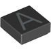 LEGO Black Tile 1 x 1 with &#039;A&#039; with Groove (3070)