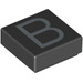 LEGO Black Tile 1 x 1 with &#039;B&#039; with Groove (11532 / 13407)