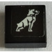 LEGO Zwart Tegel 1 x 1 met Hond / Bulldog Sticker met groef (3070)