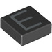 LEGO Black Tile 1 x 1 with &#039;E&#039; with Groove (11541 / 13411)