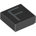 LEGO Black Tile 1 x 1 with &#039;F&#039; with Groove (11542 / 13412)