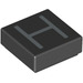 LEGO Black Tile 1 x 1 with &#039;H&#039; with Groove (3070)