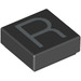 LEGO Black Tile 1 x 1 with Letter R with Groove (11571 / 13427)