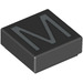 LEGO Black Tile 1 x 1 with &#039;M&#039; with Groove (11558 / 13421)