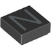 LEGO Black Tile 1 x 1 with &quot;N&quot; with Groove (11560 / 13422)