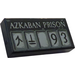 LEGO Black Tile 1 x 2 with &#039;AZKABAN PRISON&#039; and &#039;93&#039; with Groove