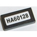 LEGO Black Tile 1 x 2 with Black &quot;HA60128&quot; Sticker with Groove (3069)