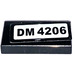 LEGO Black Tile 1 x 2 with &#039;DM 4206&#039; Sticker with Groove (3069)