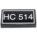 LEGO Black Tile 1 x 2 with &quot;HC514&quot; with Groove (3069)