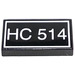 LEGO Black Tile 1 x 2 with &quot;HC514&quot; with Groove (3069 / 83114)