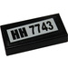 LEGO Black Tile 1 x 2 with &#039;HH 7743&#039; Sticker with Groove (3069)