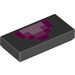 LEGO Black Tile 1 x 2 with Pixelated Pink and Magenta Tongue with Groove (3069 / 47130)