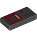 LEGO Black Tile 1 x 2 with Red and Gray Video Recorder with Groove (3069 / 39085)