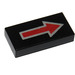 LEGO Black Tile 1 x 2 with Red Arrow with Groove (3069)