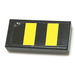 LEGO Black Tile 1 x 2 with Two Yellow Stripes Sticker with Groove (3069)