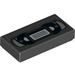 LEGO Schwarz Fliese 1 x 2 mit Video Cassette Tape mit Nut (3069 / 53285)