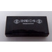 LEGO Black Tile 1 x 2 with White &#039;INEOS&#039; between Two &#039;+&#039; Sticker with Groove (3069)