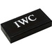 LEGO Black Tile 1 x 2 with White &#039;IWC&#039; Sticker with Groove (3069)