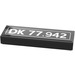 LEGO Black Tile 1 x 3 with License Plate White &#039;DK 77.942&#039; Sticker (63864)