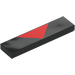 LEGO Black Tile 1 x 4 with Red Triangle (2431 / 106607)