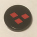 LEGO Black Tile 2 x 2 Round with 3 red diamonds black background Sticker with Bottom Stud Holder (14769)