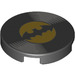 LEGO Black Tile 2 x 2 Round with Batman emblem vinyl with Bottom Stud Holder (14769)