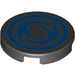 LEGO Black Tile 2 x 2 Round with Blue Swirls with Bottom Stud Holder (14769 / 47021)