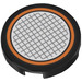 LEGO Black Tile 2 x 2 Round with Bottom Stud Holder with Grid and Orange Border