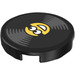 LEGO Black Tile 2 x 2 Round with Record with Minion Face Centre Sticker with Bottom Stud Holder