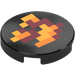 LEGO Black Tile 2 x 2 Round with Fire Charge Decoration with Bottom Stud Holder (37058 / 106305)