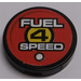 LEGO Black Tile 2 x 2 Round with &quot;FUEL 4 SPEED&quot; Sticker with &quot;X&quot; Bottom (4150)