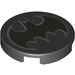 LEGO Black Tile 2 x 2 Round with Gray Batman Logo with Bottom Stud Holder (14769 / 54958)