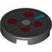 LEGO Black Tile 2 x 2 Round with Red Circles and Blue with Bottom Stud Holder (14769 / 39860)