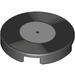 LEGO Black Tile 2 x 2 Round with Vinyl Record with White Label with Bottom Stud Holder (14769 / 37568)