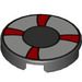 LEGO Black Tile 2 x 2 Round with White and Red Life Preserver with &quot;X&quot; Bottom (4150 / 56075)