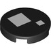 LEGO Black Tile 2 x 2 Round with White Squares with Bottom Stud Holder (14769 / 102469)