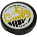 LEGO Black Tile 2 x 2 Round with Yellow and Black Headlight Sticker with &quot;X&quot; Bottom (4150)