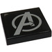 LEGO Black Tile 2 x 2 with Avengers Logo Sticker with Groove (3068)