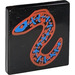 LEGO Black Tile 2 x 2 with Blue and Red Eel with Groove (3068)