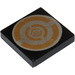LEGO Black Tile 2 x 2 with Copper and Silver Circular Pattern with Groove (3068)
