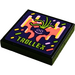 LEGO Black Tile 2 x 2 with Dark Purple Troll Head and &#039;TROLLEX&#039; Sticker with Groove (3068)