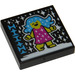 LEGO Black Tile 2 x 2 with Sparkle Filter print with Groove (3068)