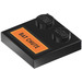 LEGO Black Tile 2 x 2 with Studs on Edge with ‘BAT CHUTE’ on Orange Background Sticker (33909)