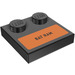 LEGO Black Tile 2 x 2 with Studs on Edge with ‘BAT RAM’ on Orange Background Sticker (33909)