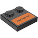 LEGO Black Tile 2 x 2 with Studs on Edge with ‘START BUTTON’ on Orange Background Sticker