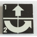 LEGO Black Tile 2 x 2 with White Up and Counterclockwise Arrows with 1 and 2 Sticker with Groove (3068)