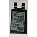LEGO Black Tile 2 x 3 with Horizontal Clips with SW machinery and left side Sticker (Thick Open &#039;O&#039; Clips) (30350)