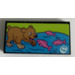 LEGO Black Tile 2 x 4 with Bear cub and dark pink fish Sticker (87079)