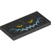 LEGO Black Tile 2 x 4 with Rock Face with Blue Mouth (29955 / 87079)